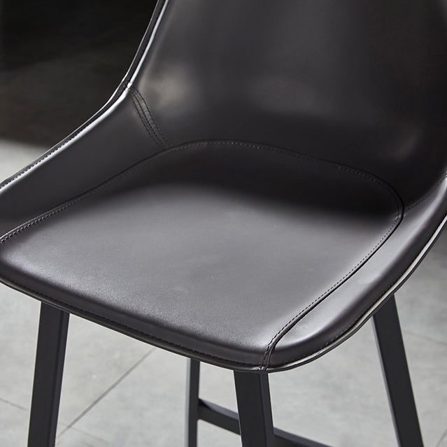 Faux Leather Counter Stool Modern Style Low Back Barstool with Metal Legs Clearhalo 'Bar Furniture' 'Bar Stools' 'bar_stools' 'furn' 'furn_bar_stools' 'Furniture' 'Kitchen & Dining Furniture' 7376361