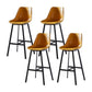 Faux Leather Counter Stool Modern Style Low Back Barstool with Metal Legs Yellow 4 Piece Set Clearhalo 'Bar Furniture' 'Bar Stools' 'bar_stools' 'furn' 'furn_bar_stools' 'Furniture' 'Kitchen & Dining Furniture' 7376365