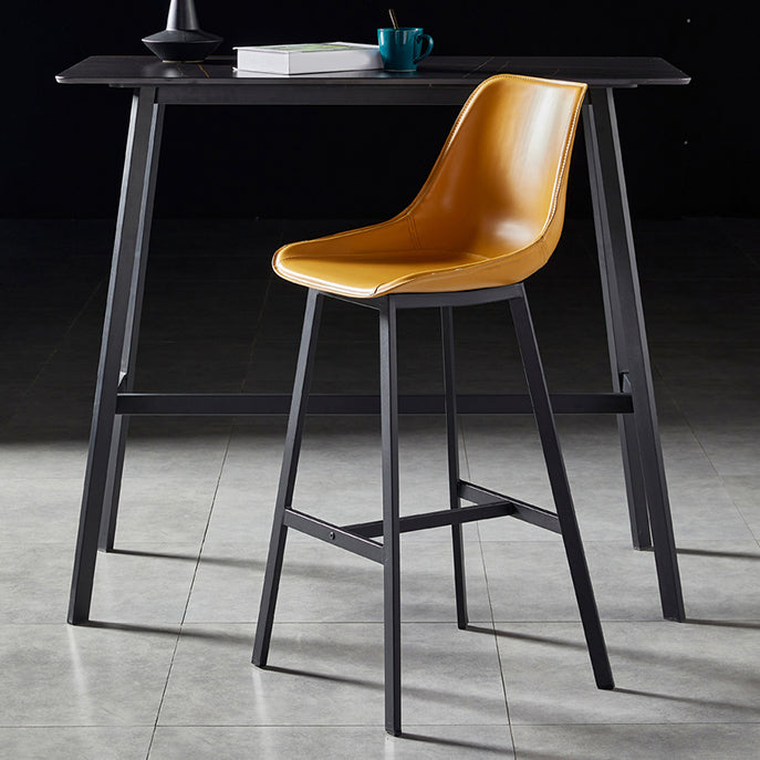 Faux Leather Counter Stool Modern Style Low Back Barstool with Metal Legs Clearhalo 'Bar Furniture' 'Bar Stools' 'bar_stools' 'furn' 'furn_bar_stools' 'Furniture' 'Kitchen & Dining Furniture' 7376366