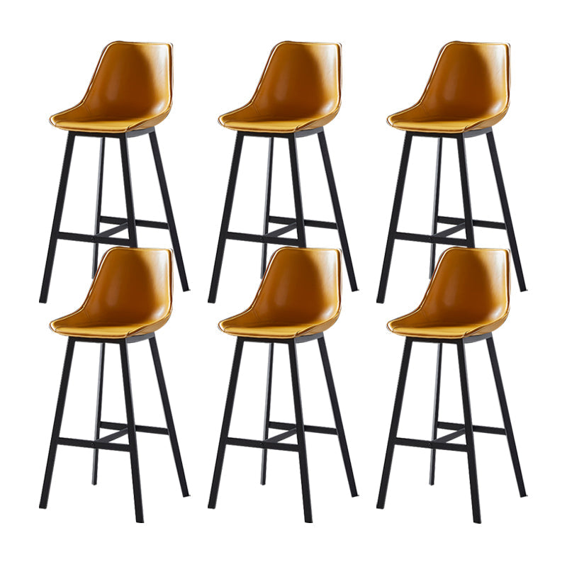 Faux Leather Counter Stool Modern Style Low Back Barstool with Metal Legs Yellow 6 Piece Set Clearhalo 'Bar Furniture' 'Bar Stools' 'bar_stools' 'furn' 'furn_bar_stools' 'Furniture' 'Kitchen & Dining Furniture' 7376367