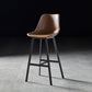 Faux Leather Counter Stool Modern Style Low Back Barstool with Metal Legs Khaki 1 Piece Clearhalo 'Bar Furniture' 'Bar Stools' 'bar_stools' 'furn' 'furn_bar_stools' 'Furniture' 'Kitchen & Dining Furniture' 7376370