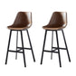 Faux Leather Counter Stool Modern Style Low Back Barstool with Metal Legs Khaki 2 Piece Set Clearhalo 'Bar Furniture' 'Bar Stools' 'bar_stools' 'furn' 'furn_bar_stools' 'Furniture' 'Kitchen & Dining Furniture' 7376371