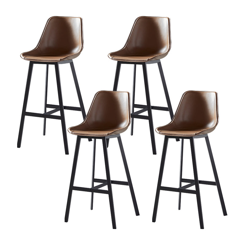 Faux Leather Counter Stool Modern Style Low Back Barstool with Metal Legs Khaki 4 Piece Set Clearhalo 'Bar Furniture' 'Bar Stools' 'bar_stools' 'furn' 'furn_bar_stools' 'Furniture' 'Kitchen & Dining Furniture' 7376372
