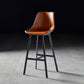 Faux Leather Counter Stool Modern Style Low Back Barstool with Metal Legs Brown 1 Piece Clearhalo 'Bar Furniture' 'Bar Stools' 'bar_stools' 'furn' 'furn_bar_stools' 'Furniture' 'Kitchen & Dining Furniture' 7376375