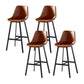 Faux Leather Counter Stool Modern Style Low Back Barstool with Metal Legs Brown 4 Piece Set Clearhalo 'Bar Furniture' 'Bar Stools' 'bar_stools' 'furn' 'furn_bar_stools' 'Furniture' 'Kitchen & Dining Furniture' 7376377