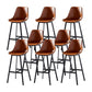 Faux Leather Counter Stool Modern Style Low Back Barstool with Metal Legs Brown 8 Piece Set Clearhalo 'Bar Furniture' 'Bar Stools' 'bar_stools' 'furn' 'furn_bar_stools' 'Furniture' 'Kitchen & Dining Furniture' 7376379