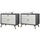 2 Drawers Accent Table Nightstand Contemporary Night Table for Home