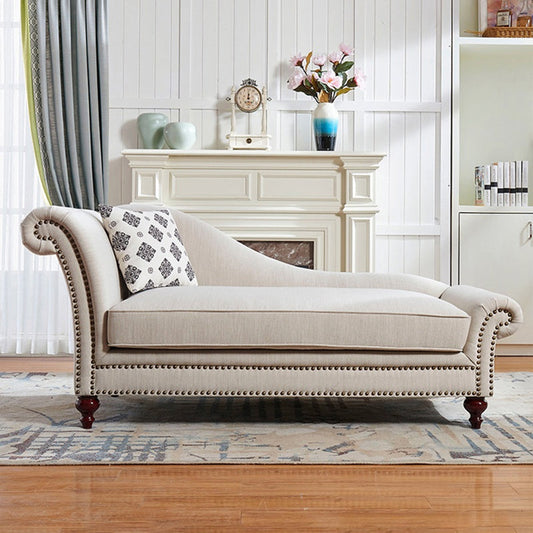 Traditional One Armed Fabric Accent Chair Rolled Arms Chaise Clearhalo 'Chairs & Seating' 'Chaise Lounge' 'chaise_lounge' 'furn' 'furn_chaise_lounge' 'Furniture' 'Living Room Furniture' 7377002