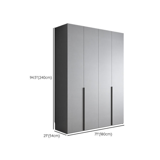 Engineered Wood Wardrobe Cabinet Modern Style Soft Close Doors Wardrobe Closet in Gray