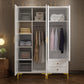 Engineered Wood Garderobe Cabinet Glam Style Soft Close Deuren Garderobe Closet in White