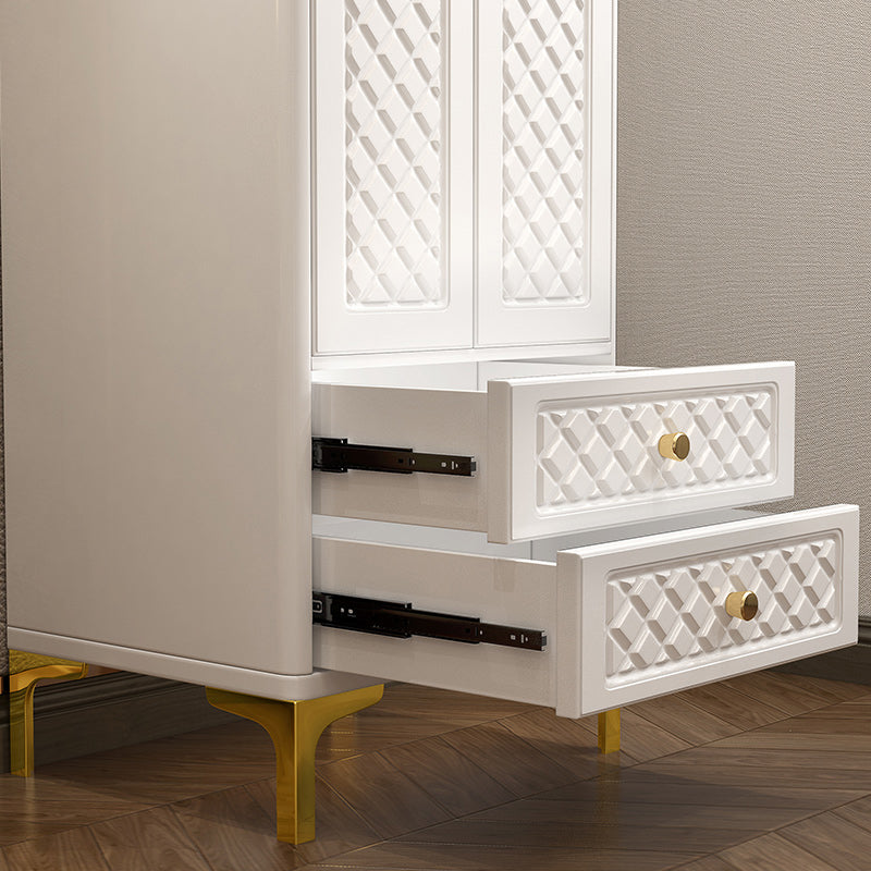 Engineered Wood Garderobe Cabinet Glam Style Soft Close Deuren Garderobe Closet in White