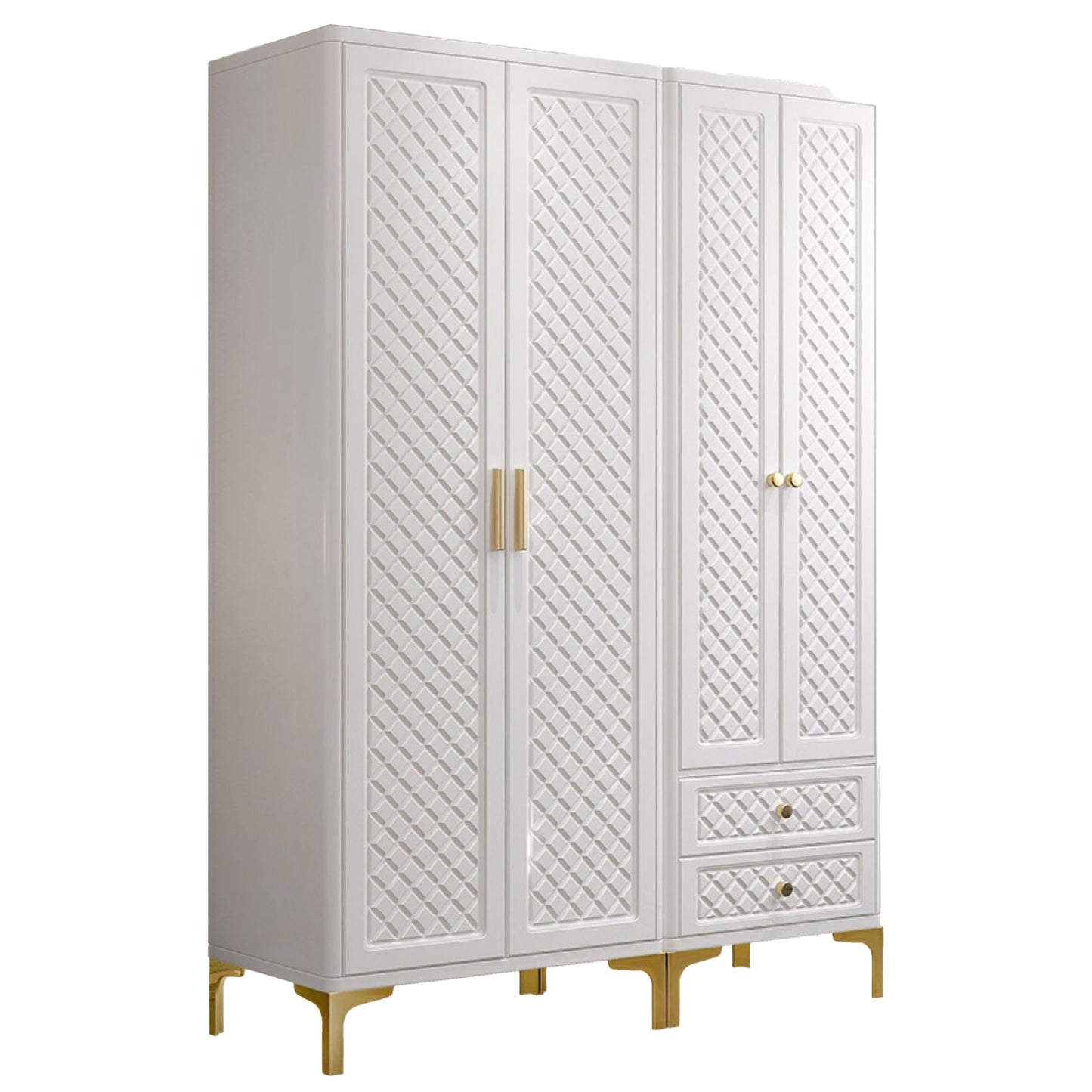 Engineered Wood Garderobe Cabinet Glam Style Soft Close Deuren Garderobe Closet in White