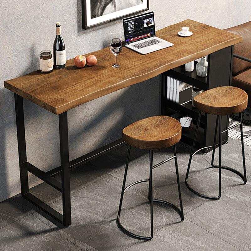 Juego de mesa de bar con base de caballete, mesa de bar y taburetes de madera maciza y metal, 1/3 piezas