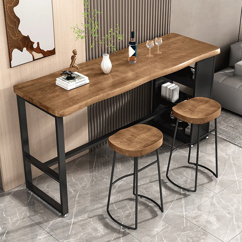 Juego de mesa de bar con base de caballete, mesa de bar y taburetes de madera maciza y metal, 1/3 piezas