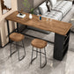 Juego de mesa de bar con base de caballete, mesa de bar y taburetes de madera maciza y metal, 1/3 piezas