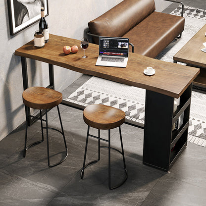 Juego de mesa de bar con base de caballete, mesa de bar y taburetes de madera maciza y metal, 1/3 piezas