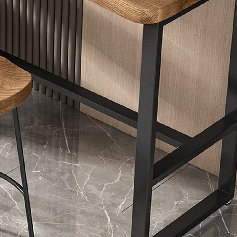 Juego de mesa de bar con base de caballete, mesa de bar y taburetes de madera maciza y metal, 1/3 piezas