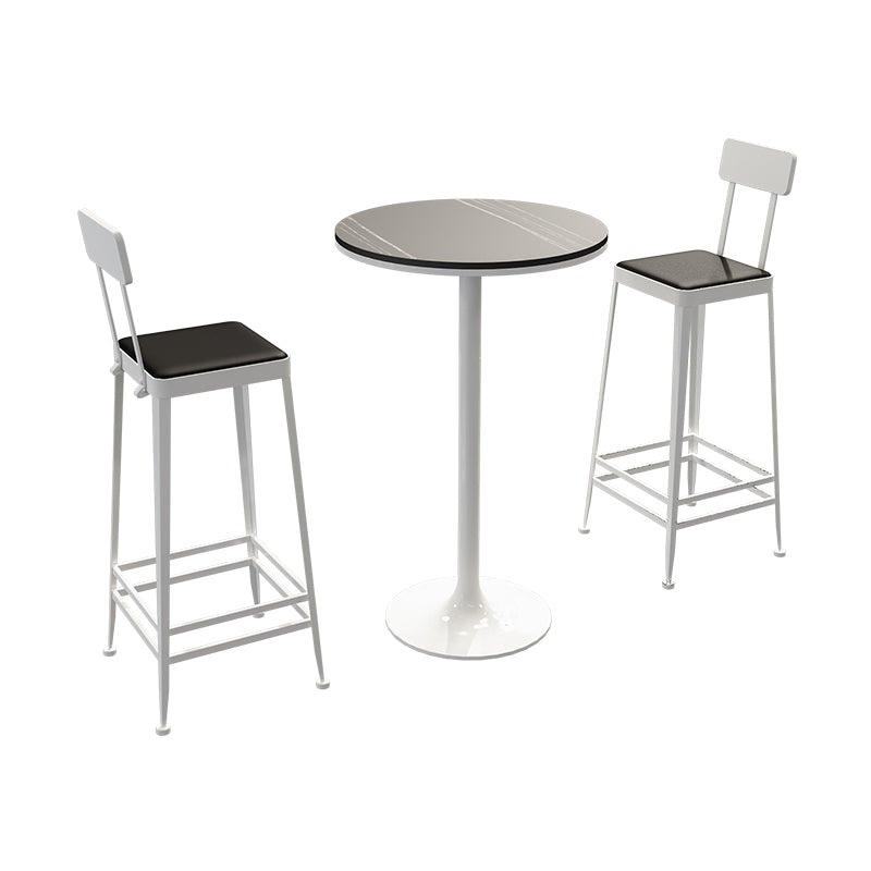 Modern Round Bar Table Set 1/3 Pcs Stone Top Bar Table and Metal Stools Table & Chair(s) White 3 Piece Set Clearhalo 'Bar Furniture' 'furn' 'furn_home_bar_bar_sets' 'Furniture' 'Home Bars & Bar Sets' 'home_bar_bar_sets' 'Kitchen & Dining Furniture' 7377368