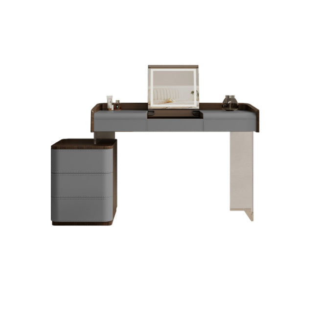Modern Bedroom Makeup Vanity Desk Faux Leather Vanity Dressing Table
