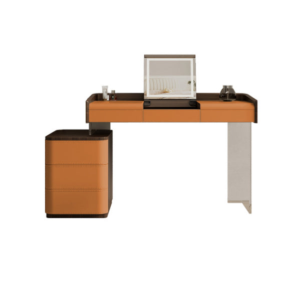 Modern Bedroom Makeup Vanity Desk Faux Leather Vanity Dressing Table