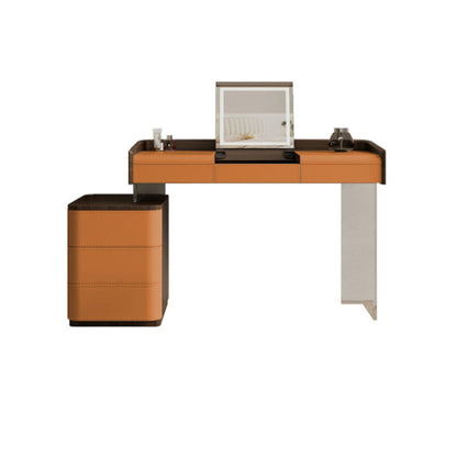 Modern Bedroom Makeup Vanity Desk Faux Leather Vanity Dressing Table