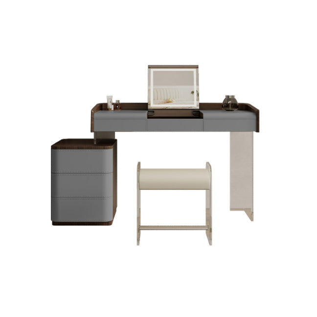 Modern Bedroom Makeup Vanity Desk Faux Leather Vanity Dressing Table