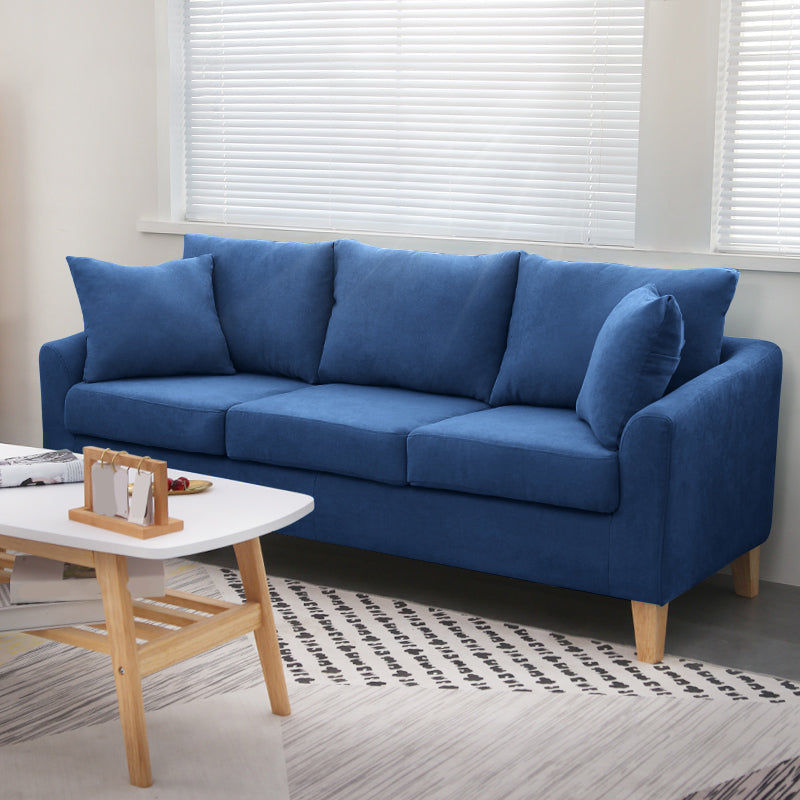 68.1" Wide Slipcovered Linen Sofa 3-Seater Loose Back Square Arm Sofa Dark Blue Linen Blend Clearhalo 'furn' 'furn_sofas' 'Furniture' 'Living Room Furniture' 'Sofa' 'sofas' 7377619