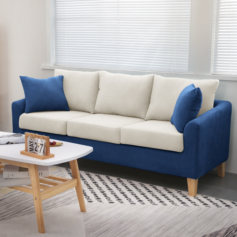 68.1" Wide Slipcovered Linen Sofa 3-Seater Loose Back Square Arm Sofa Beige Dark Blue Linen Blend Clearhalo 'furn' 'furn_sofas' 'Furniture' 'Living Room Furniture' 'Sofa' 'sofas' 7377627