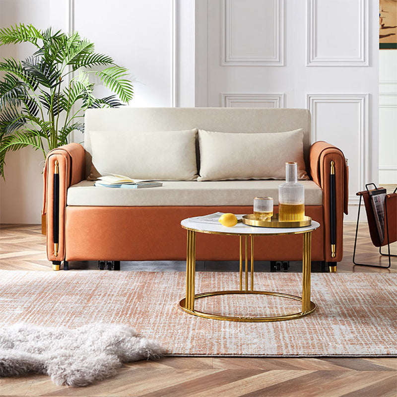 Faux Leather Folding Sleeper Sofa No Distressing Storage Convertible Sofas Clearhalo 'furn' 'furn_futons' 'Furniture' 'Futons & Daybeds' 'Futons' 'Living Room Furniture' 7377630