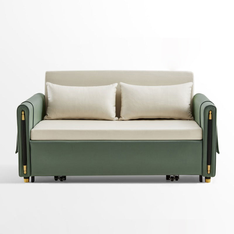 Faux Leather Folding Sleeper Sofa No Distressing Storage Convertible Sofas Cyan Latex Clearhalo 'furn' 'furn_futons' 'Furniture' 'Futons & Daybeds' 'Futons' 'Living Room Furniture' 7377634