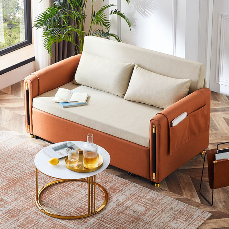 Faux Leather Folding Sleeper Sofa No Distressing Storage Convertible Sofas Clearhalo 'furn' 'furn_futons' 'Furniture' 'Futons & Daybeds' 'Futons' 'Living Room Furniture' 7377636