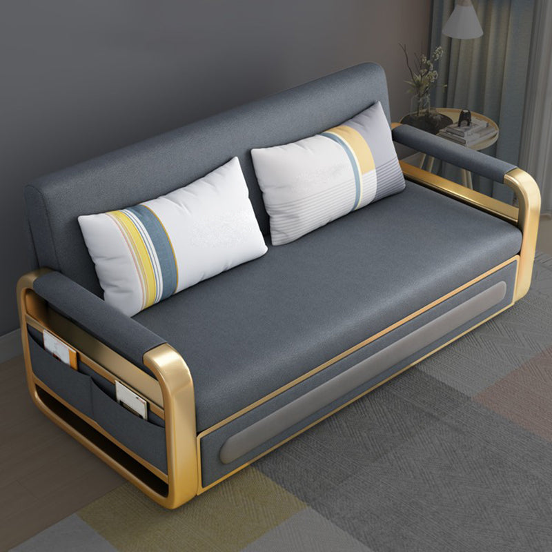 Divani convertibili grigi con divano dormiente in vetrina con archiviazione