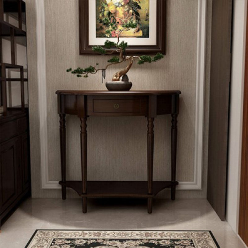 Mid Century Modern Accent Table Half Moon Wooden Console Table