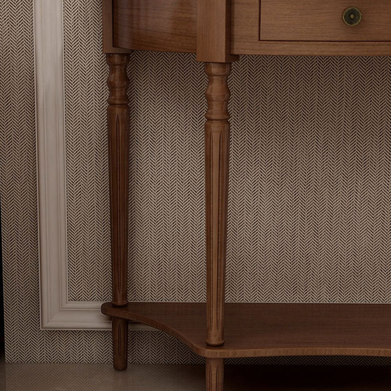 Mid Century Modern Accent Table Half Moon Wooden Console Table