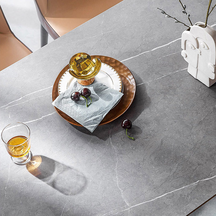 Matte Finish Stone Dinette Table Contemporary Rectangle Dining Table Clearhalo 'Dining Tables & Seating' 'Dining Tables' 'dining_table' 'furn' 'furn_dining_table' 'Furniture' 'Kitchen & Dining Furniture' 7378414