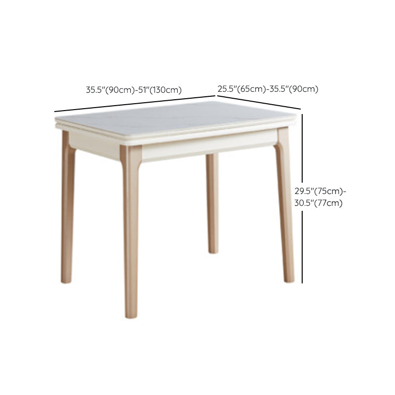 Table à manger évolutive en pierre moderne, pieds en bois pour salle à manger
