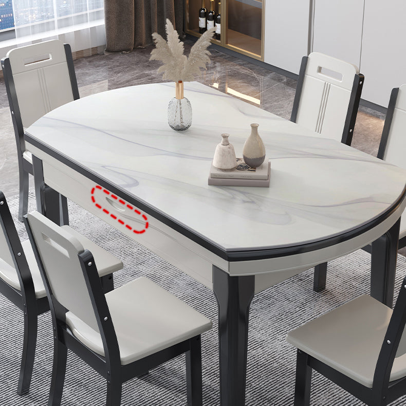 Foldable Dinette Table with Wood Base Modern Stone Top Dining Table Clearhalo 'Dining Tables & Seating' 'Dining Tables' 'dining_table' 'furn' 'furn_dining_table' 'Furniture' 'Kitchen & Dining Furniture' 7378438