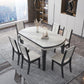 Foldable Dinette Table with Wood Base Modern Stone Top Dining Table Clearhalo 'Dining Tables & Seating' 'Dining Tables' 'dining_table' 'furn' 'furn_dining_table' 'Furniture' 'Kitchen & Dining Furniture' 7378440