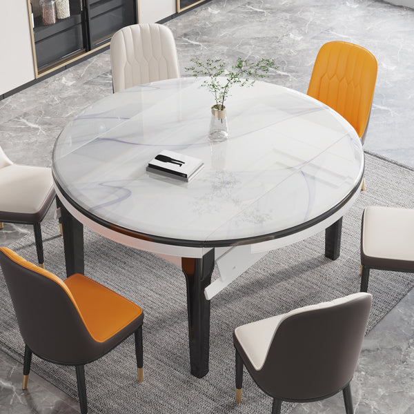 Foldable Dinette Table with Wood Base Modern Stone Top Dining Table Clearhalo 'Dining Tables & Seating' 'Dining Tables' 'dining_table' 'furn' 'furn_dining_table' 'Furniture' 'Kitchen & Dining Furniture' 7378442