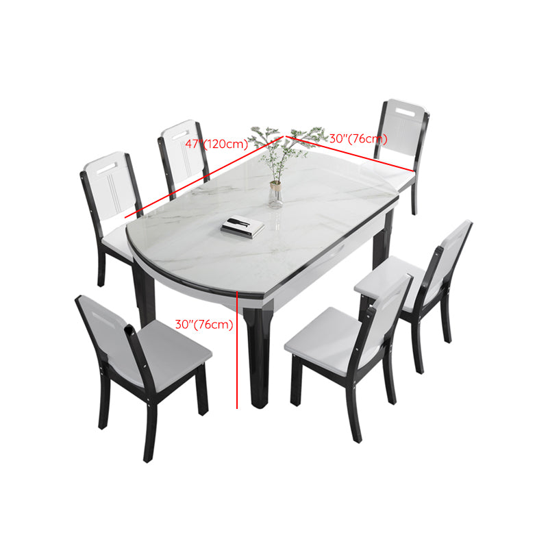 Foldable Dinette Table with Wood Base Modern Stone Top Dining Table Clearhalo 'Dining Tables & Seating' 'Dining Tables' 'dining_table' 'furn' 'furn_dining_table' 'Furniture' 'Kitchen & Dining Furniture' 7378443