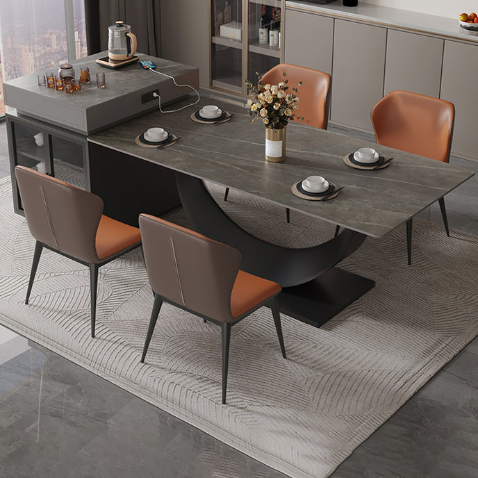 Rectangle Dining Room Table Contemporary Dinner Room Kitchen Table Gray Without Chairs Clearhalo 'Dining Tables & Seating' 'Dining Tables' 'dining_table' 'furn' 'furn_dining_table' 'Furniture' 'Kitchen & Dining Furniture' 7378448