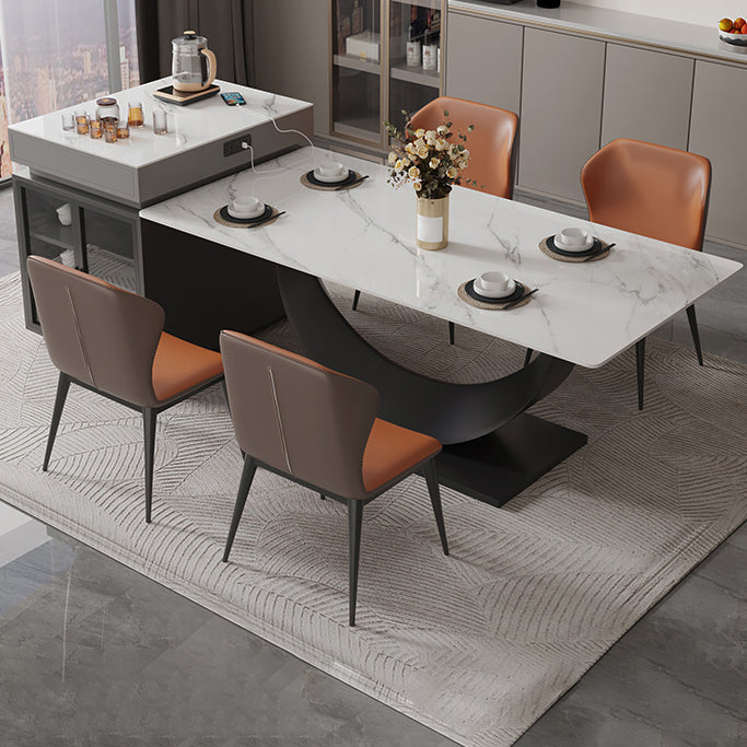 Rectangle Dining Room Table Contemporary Dinner Room Kitchen Table White Grey Without Chairs Clearhalo 'Dining Tables & Seating' 'Dining Tables' 'dining_table' 'furn' 'furn_dining_table' 'Furniture' 'Kitchen & Dining Furniture' 7378452