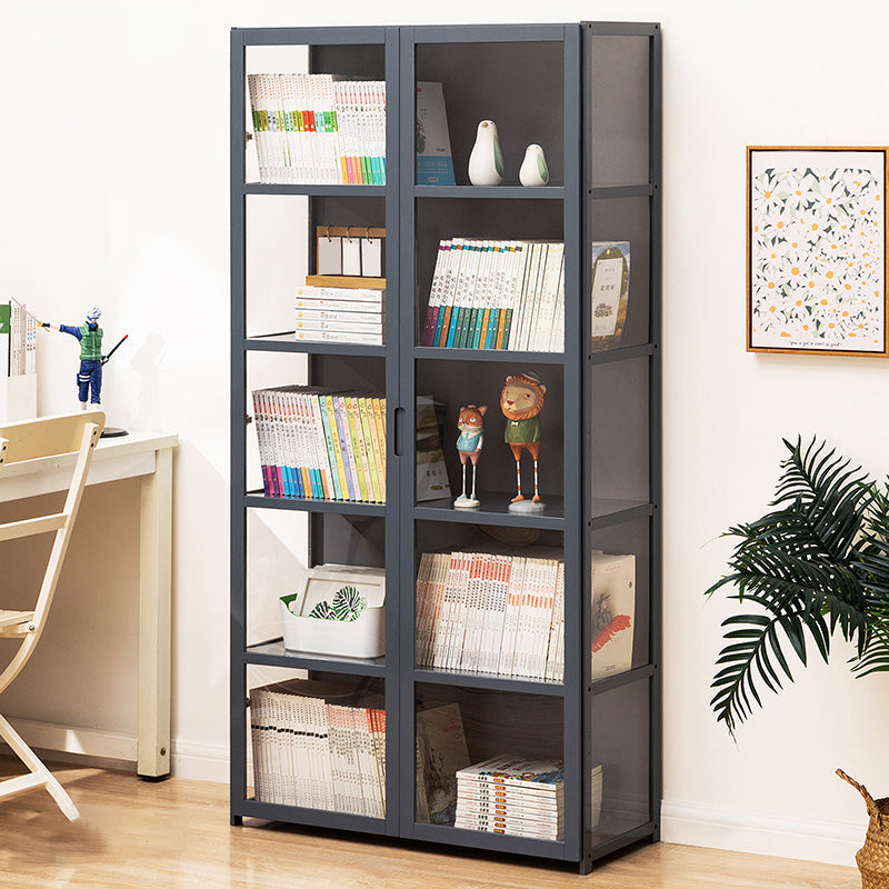 Modern Lacquered Accent Cabinet, Gray Rectangle Cabinet with Shelves