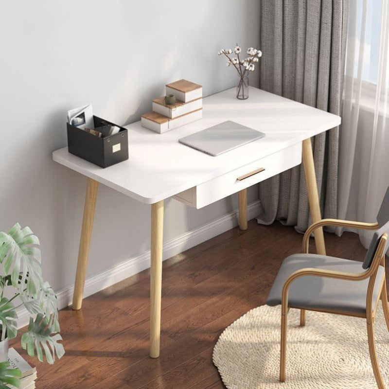 Rectangular Shaped Office Desk Reversible Natural/White Writing Desk with 1 Drawer 31"L x 19"W x 28"H White Clearhalo 'furn' 'furn_office_desk' 'Furniture' 'Office Desks' 'Office Furniture' 'office_desk' 7379327