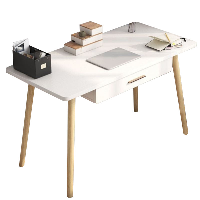 Rectangular Shaped Office Desk Reversible Natural/White Writing Desk with 1 Drawer Clearhalo 'furn' 'furn_office_desk' 'Furniture' 'Office Desks' 'Office Furniture' 'office_desk' 7379329