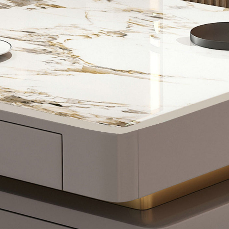 Glam Writing Desk Stone Rectangle 29.53" Tall Office Desk with Drawers Clearhalo 'furn' 'furn_office_desk' 'Furniture' 'Office Desks' 'Office Furniture' 'office_desk' 7379338