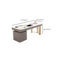 Glam Writing Desk Stone Rectangle 29.53" Tall Office Desk with Drawers Clearhalo 'furn' 'furn_office_desk' 'Furniture' 'Office Desks' 'Office Furniture' 'office_desk' 7379341