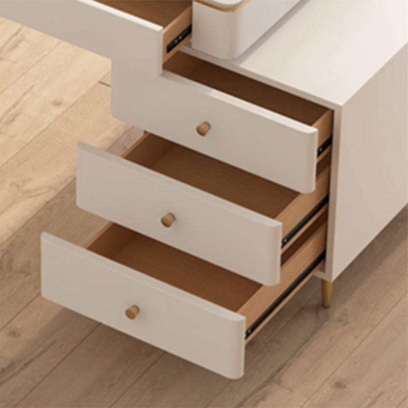 Escritorio de oficina rectángulo de piedra blanco 29.53 "escritorio de escritura de alto con cajones