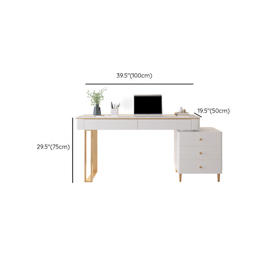 Stone Rechteck Office Desk Weiß 29,53 "großer Schreibtisch mit Schubladen