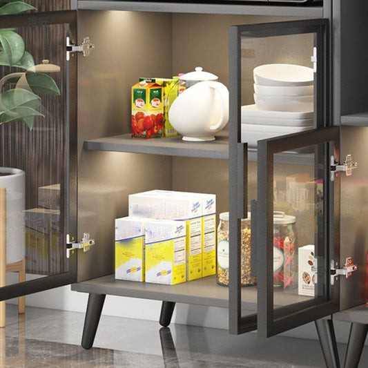 Server da pranzo in pietra glam Sideboard interno grigio con porte di vetro